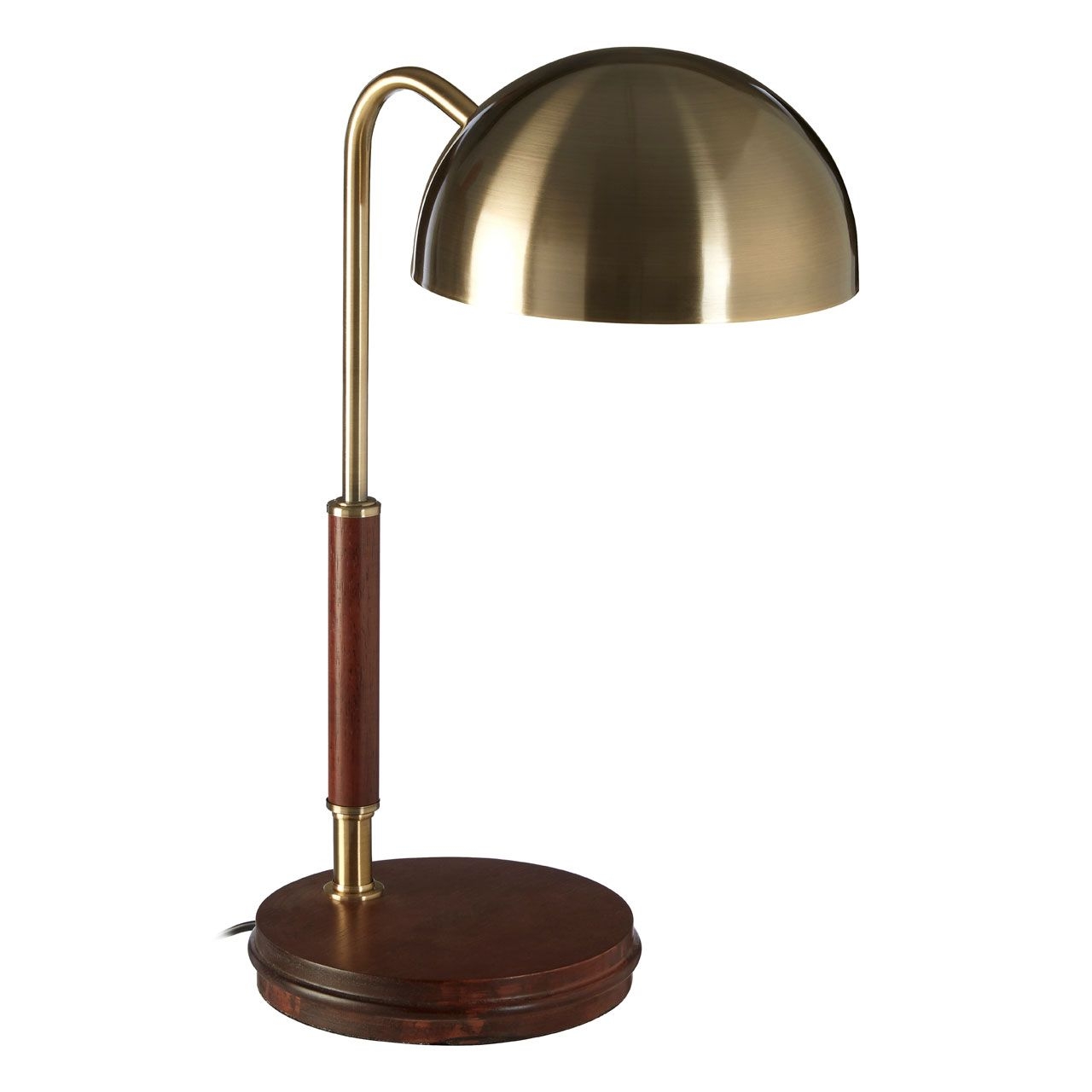 Hekan Antique Brass Iron Table Lamp With Walnut Wooden Base