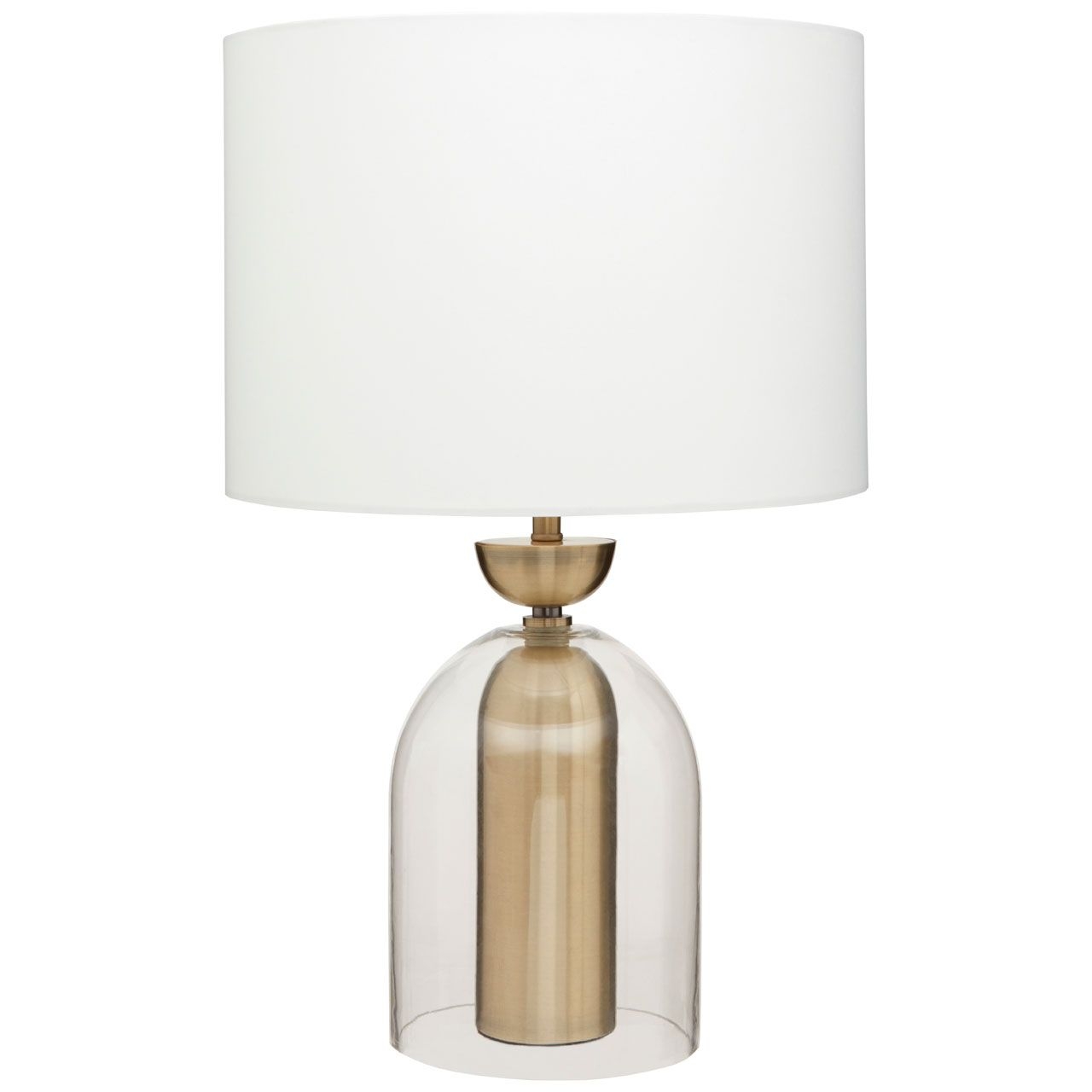 Cevro White Glass Shade Table Lamp With Brass Metal Base