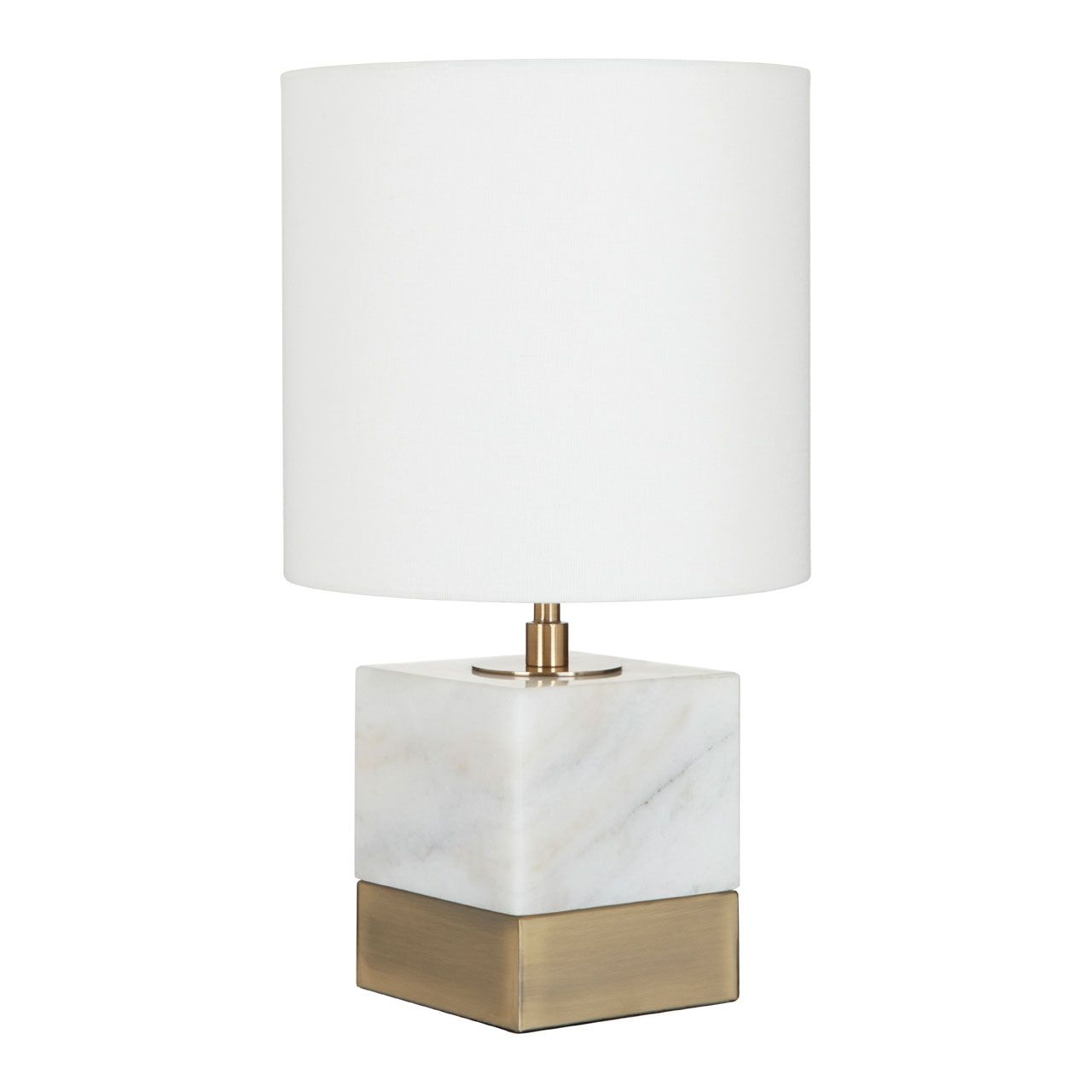 Vencrant Cream Fabric Shade Table Lamp With White Marble Accent Base