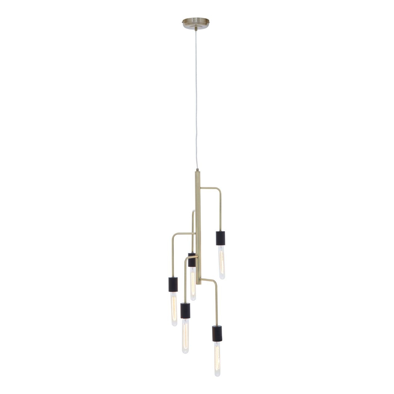 Lagona 5 Tubular Bulbs Ceiling Pendant Light In Antique Brass