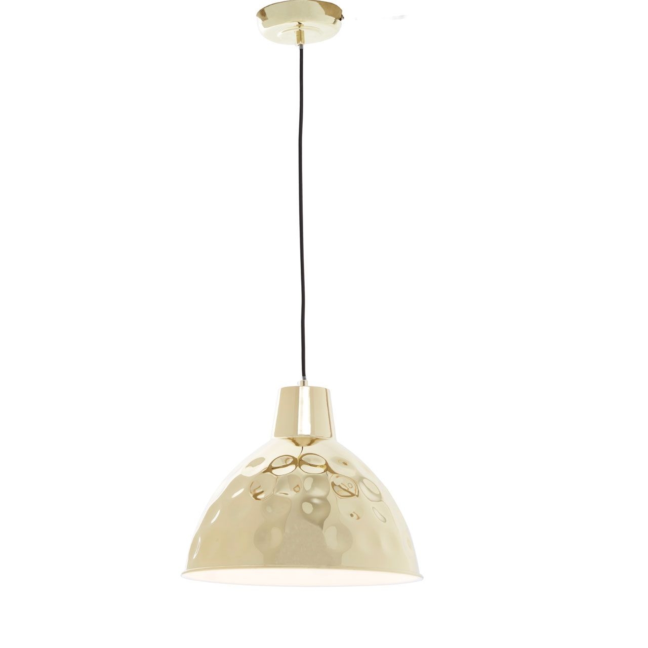 Leni Round Canopy Hammered Ceiling Pendant Light In Gold