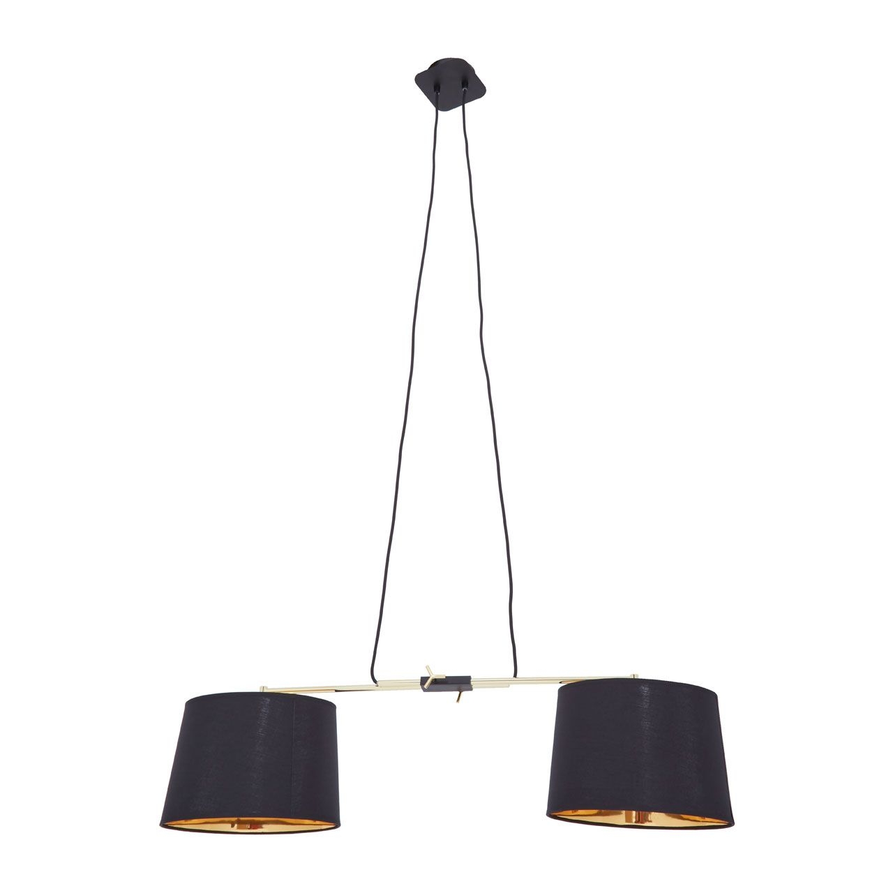 Leni Round Canopy 2 Fabric Shades Ceiling Pendant Light In Matt Black