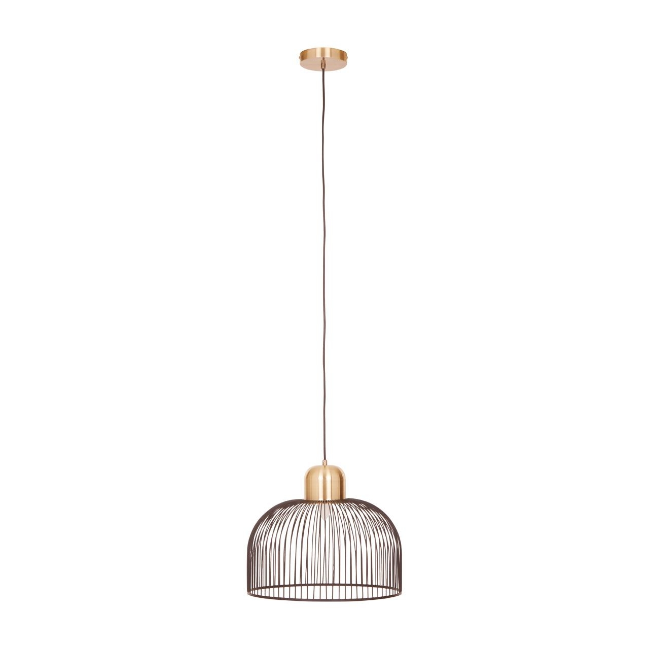 Lenno Contemporary Birdcage Ceiling Pendant Light In Black And Antique Brass