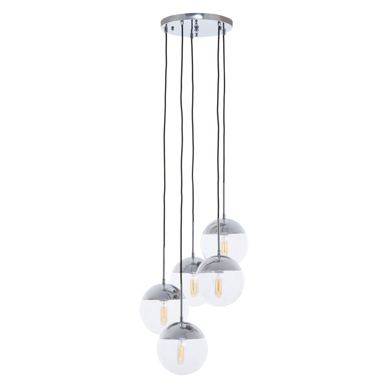 Revive Round 5 Clear Glass Shade Ceiling Pendant Light In Chrome