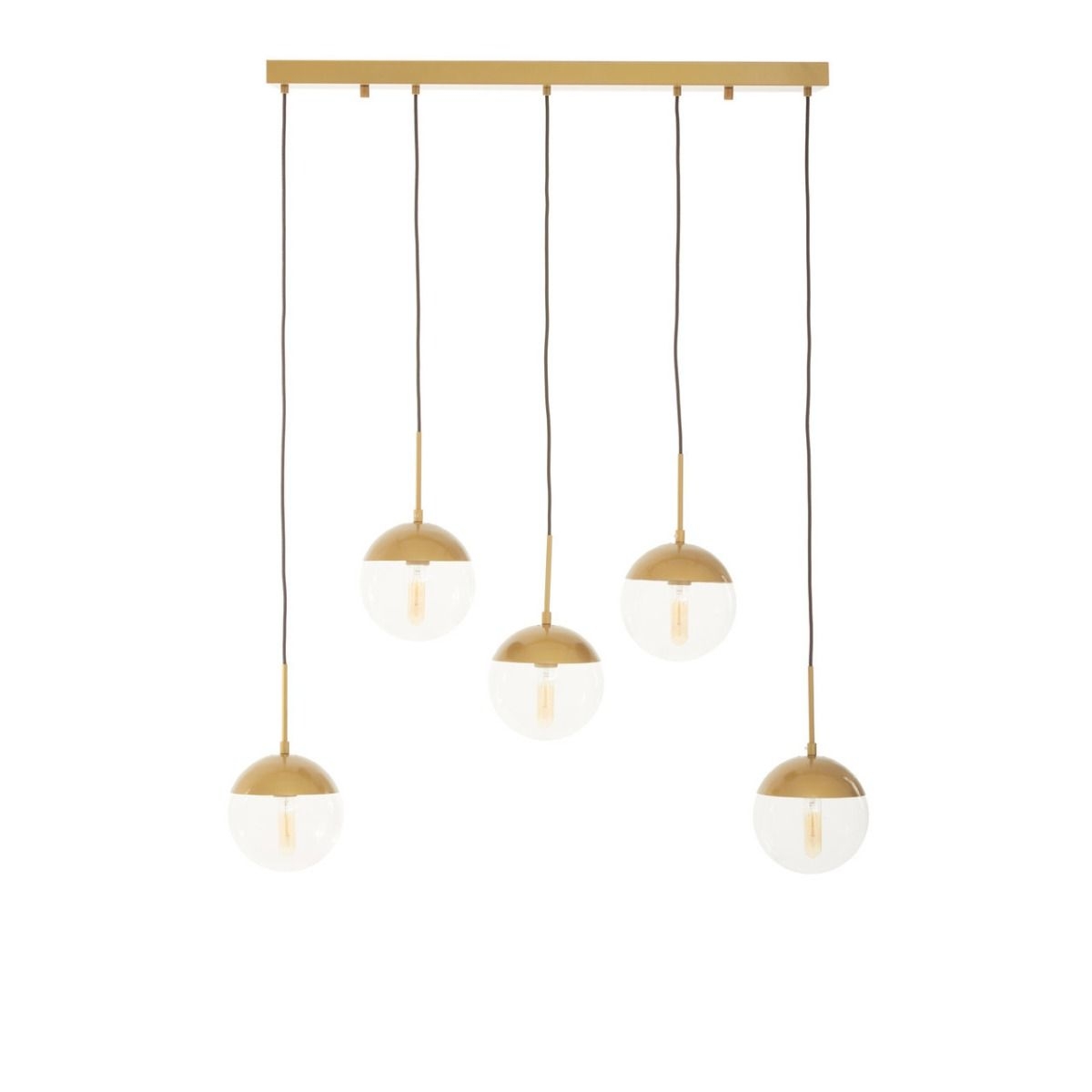 Revive 5 Clear Glass Shades Ceiling Pendant Light In Gold
