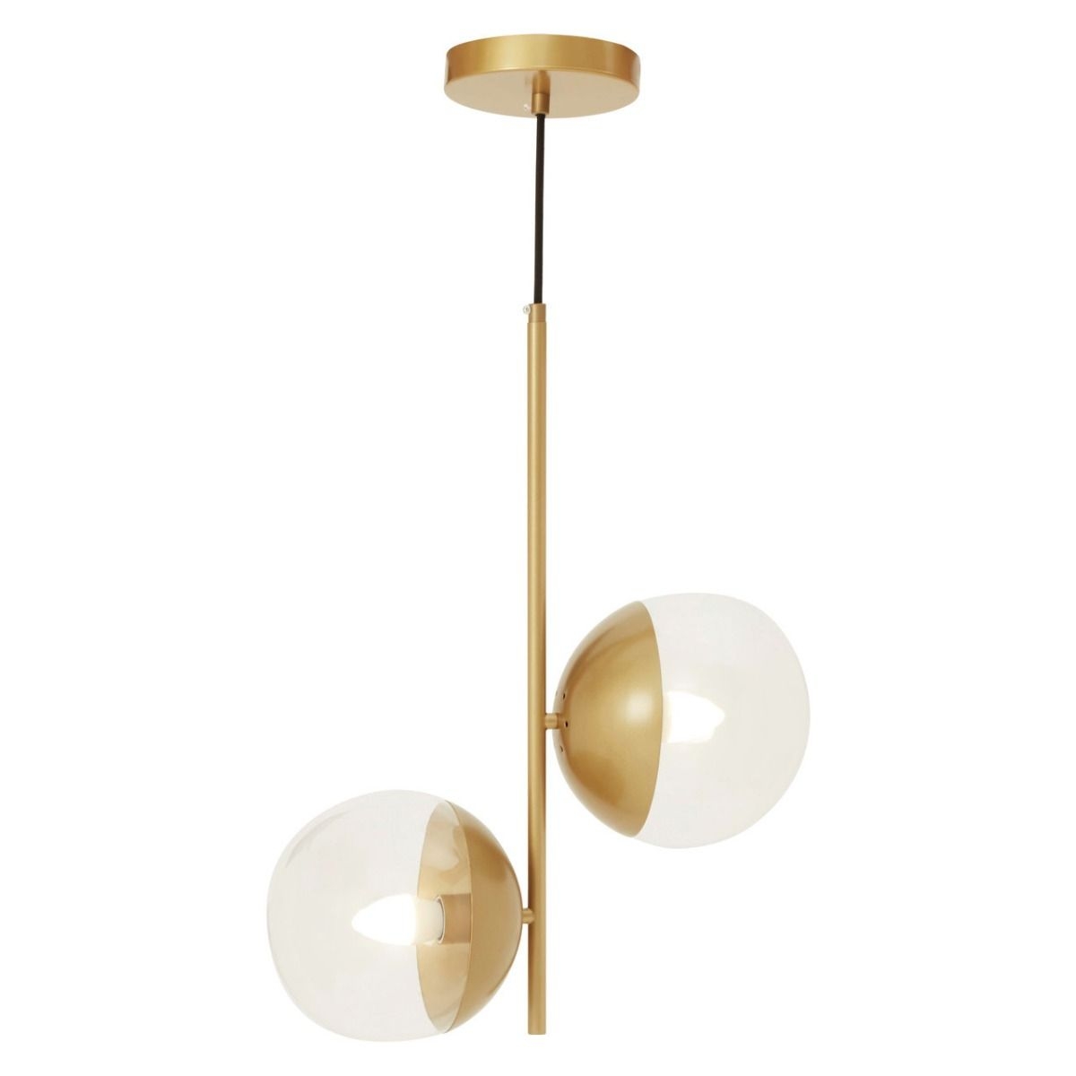 Revive 2 Clear Glass Shade Ceiling Pendant Light In Gold