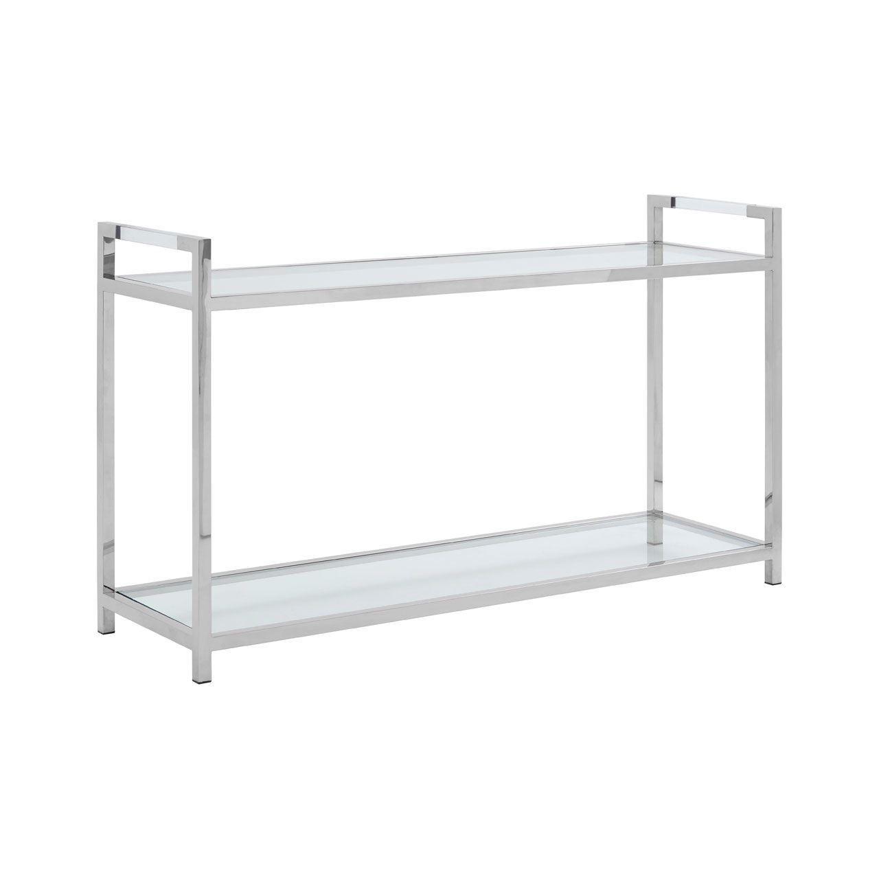 Vogue Glass Console Table In Silver With Stainless Steel Frame