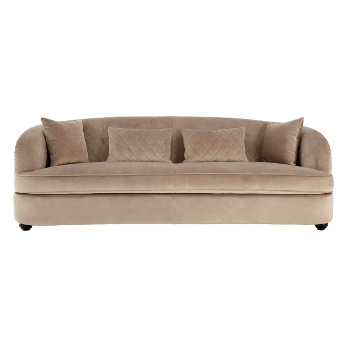 Fable Velvet 3 Seater Sofa In Mink With Wooden Legs