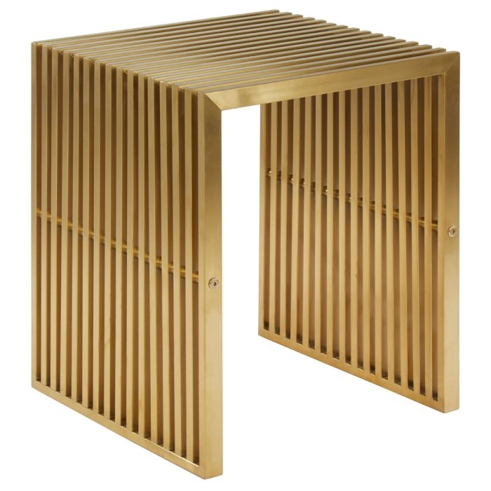 Haneul Square Brushed Stainless Steel Side Table In Gold
