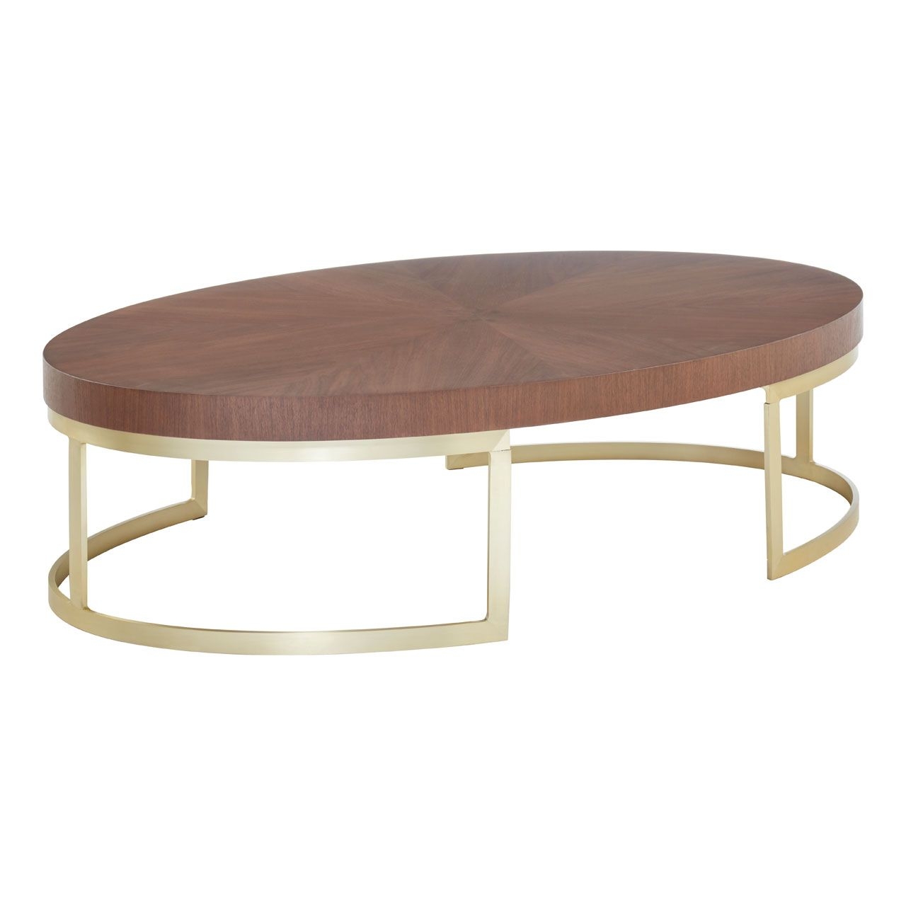 Villi Wooden Coffee Table In Walnut With Gold Metal Legs