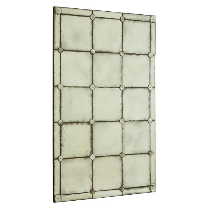 Rusper Mosaic Effect Wall Mirror In Antique Brass Frame