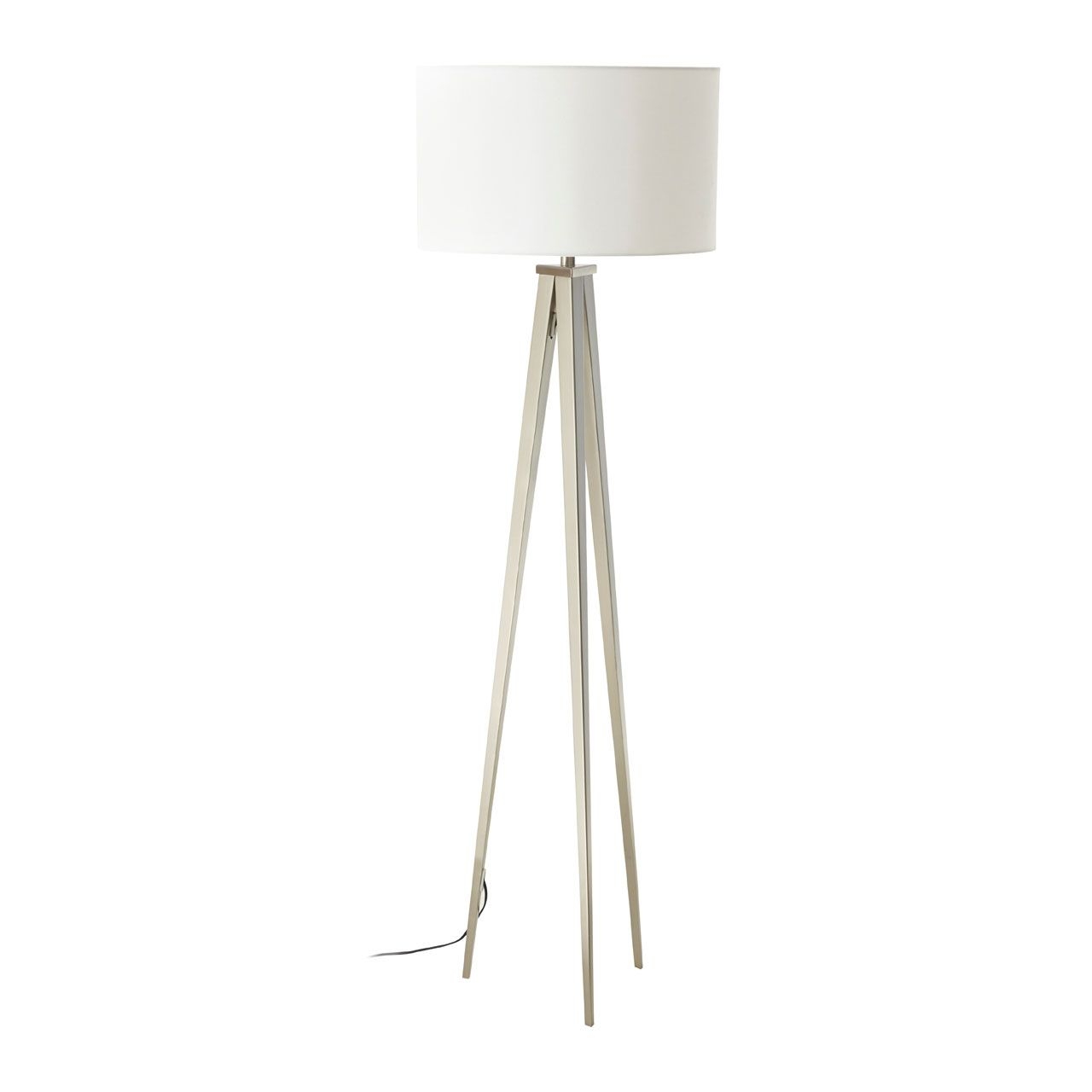 Livia White Fabric Shade Floor Lamp With Metal Tripod