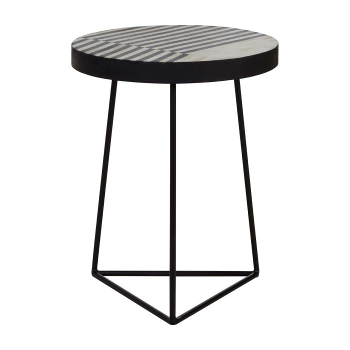 Baird Triangular Wooden Side Table In Monochromatic Effect With Black Legs