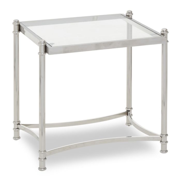 Axminster Clear Glass Side Table With Silver Metal Frame