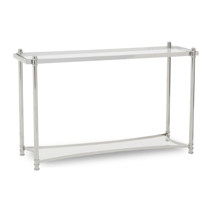 Axminster Clear Glass Console Table With Silver Metal Frame