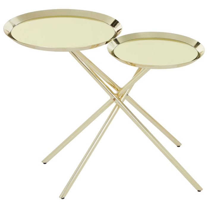 Orton Mirrroed Glass Side Table With Gold Stainless Steel Legs