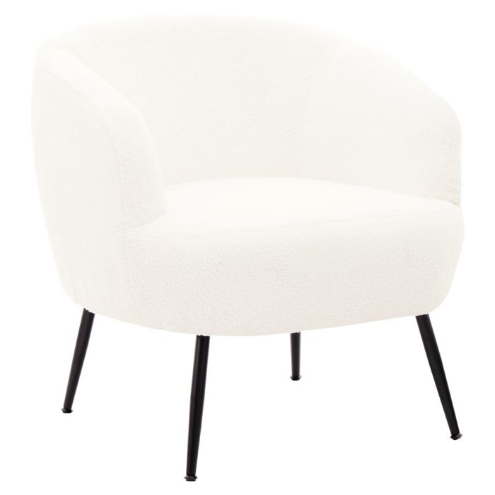 Yazmin Curved Teddy Fabric Upholstered Armchair With Black Legs