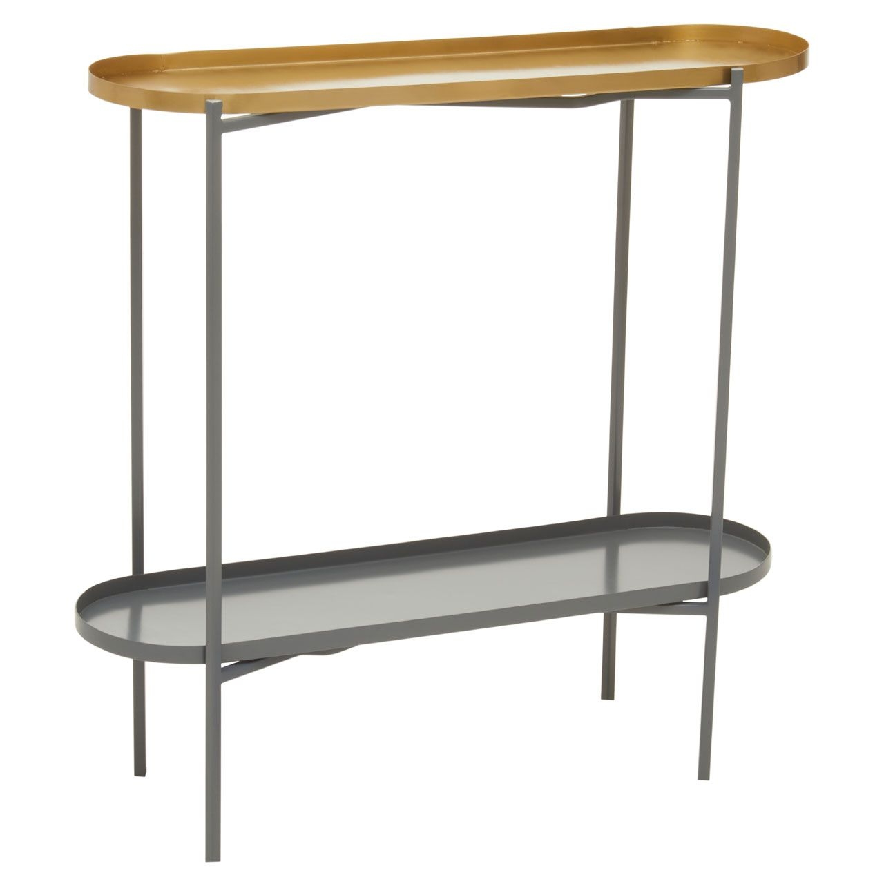 Korba Metal Console Table In Gold And Grey