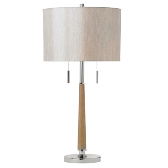 A Lightsesse Natural Faux Silk Shade Table Lamp In Polished Nickel