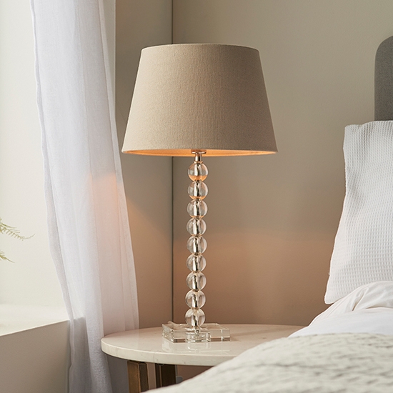 Adelie And Cici 12 Inch Grey Shade Table Lamp In Clear Crystal Glass