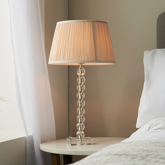 Adelie And Freya 12 Inch Oyster Shade Table Lamp In Clear Crystal Glass