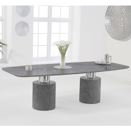 Adeline 260cm Marble Rectangular Dining Table In Grey