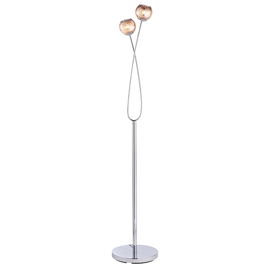 Aerith Smoked Glass Shades 2 Lights Floor Lamp In Polished Chrome