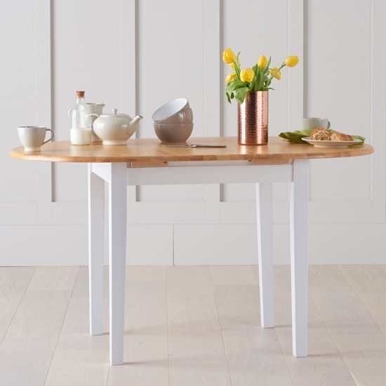 Alaska Extending Wooden Dining Table In Oak And White