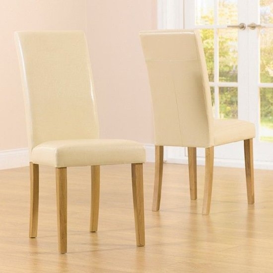 Alb Cream Faux Leather Dining Chair In Pair