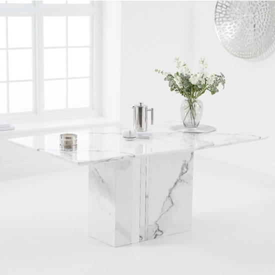 Alice 180cm Marble Rectangular Dining Table In White