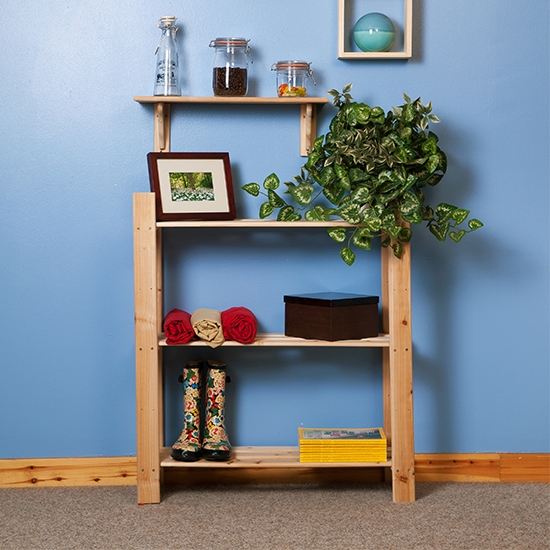 Allston Wide Wooden 3 Shelves Slatted Shelving Unit In Oak