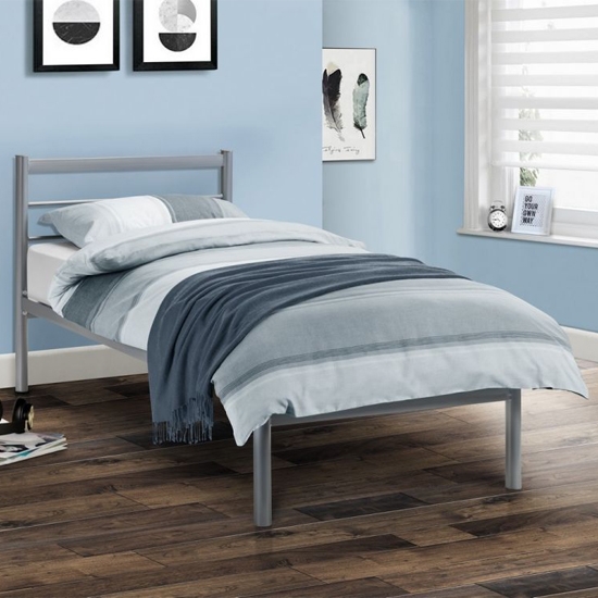 Alpen Metal Double Bed In Aluminium Effect