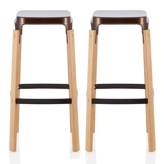 Amaranth Antique Bronze 66cm Metal Bar Stools In Pair