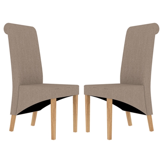 Amelia Beige Fabric Dining Chairs In Pair