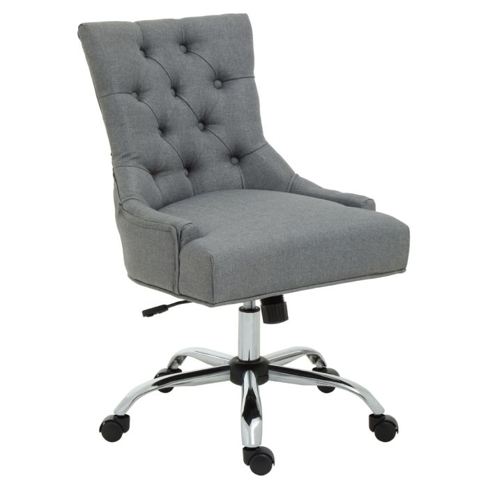 Anita Velvet Home And Office Chair In Grey With Chrome Base