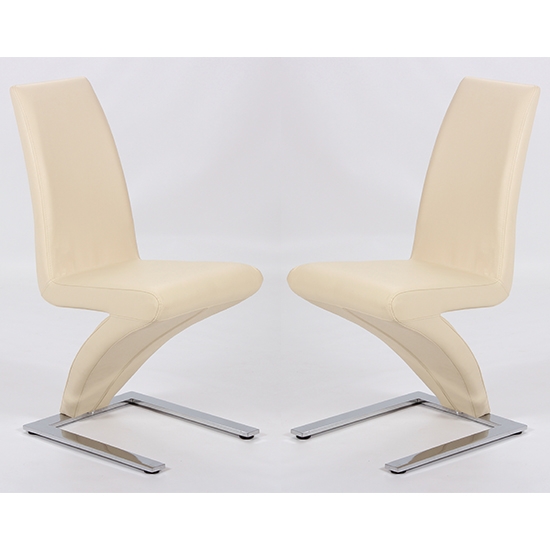 Ankara Cream Pu Leather Dining Chair In Pair