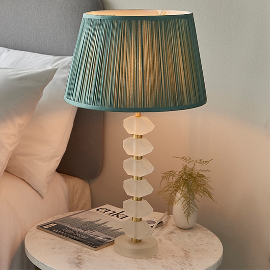 Annabelle And Freya Fir Shade Table Lamp In Frosted Crystal Glass