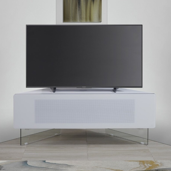 Antares Wooden Corner Tv Stand In White High Gloss