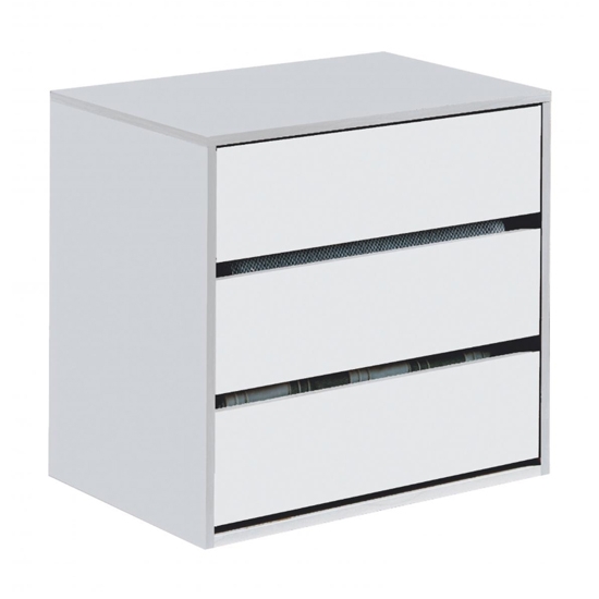 Arctic Chest Of Drawers In White High Gloss With 3 Drawers