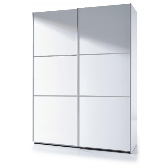 Arctic Medium Sliding Wardrobe With Shelves In White High Gloss