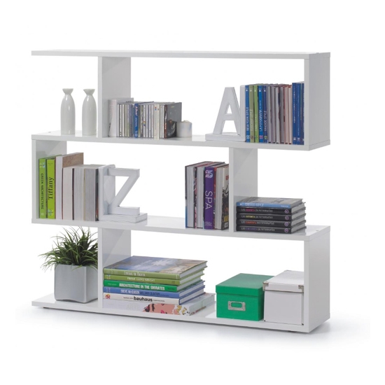 Arctic Wide Wooden Bookcase With White High Gloss