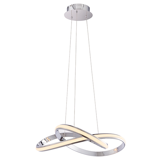 Aria Led Ceiling Pendant Light In Chrome With White Diffuser