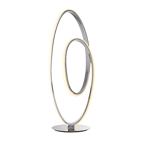 Aria Led Round Table Lamp In Chrome With White Diffuser