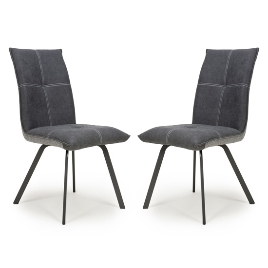 Ariel Dark Grey Linen Effect Dining Chairs In Pair