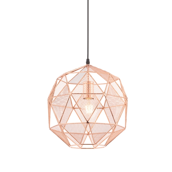 Armour Ceiling Pendant Light In Copper