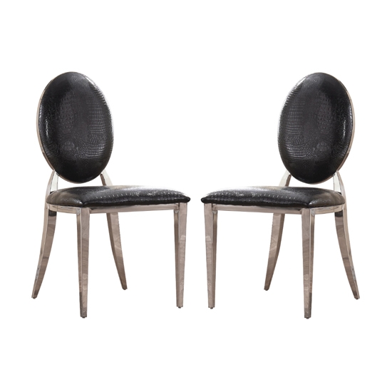 Arriana Black Pu Dining Chair In Pair With Stainless Steel Legs