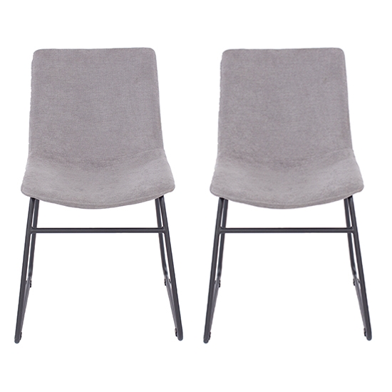 Aspen Grey Fabric Dining Chairs With Black Legs In Pair