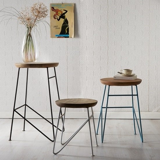 Aspen Large Wooden Set Of 3 Side Tables In Reclaimed Wood