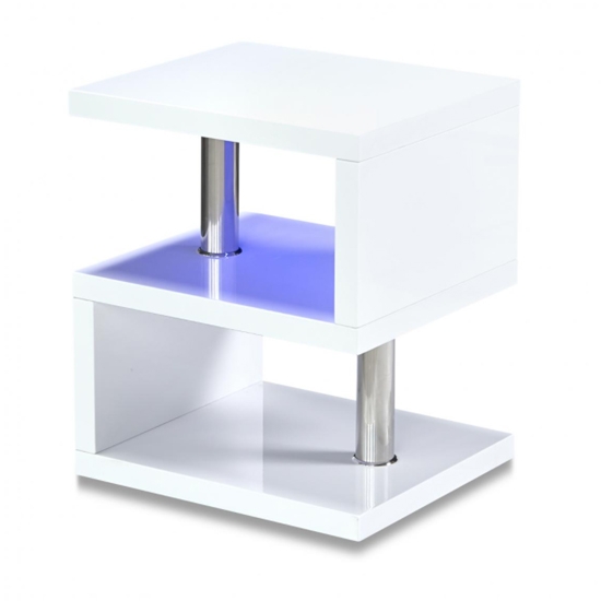 Astana Led Occasional Lamp Table In White High Gloss