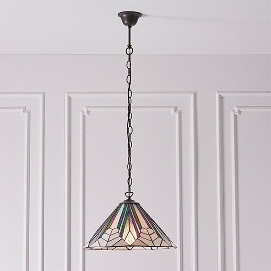 Astoria Medium Tiffany Glass Ceiling Pendant Light In Dark Bronze